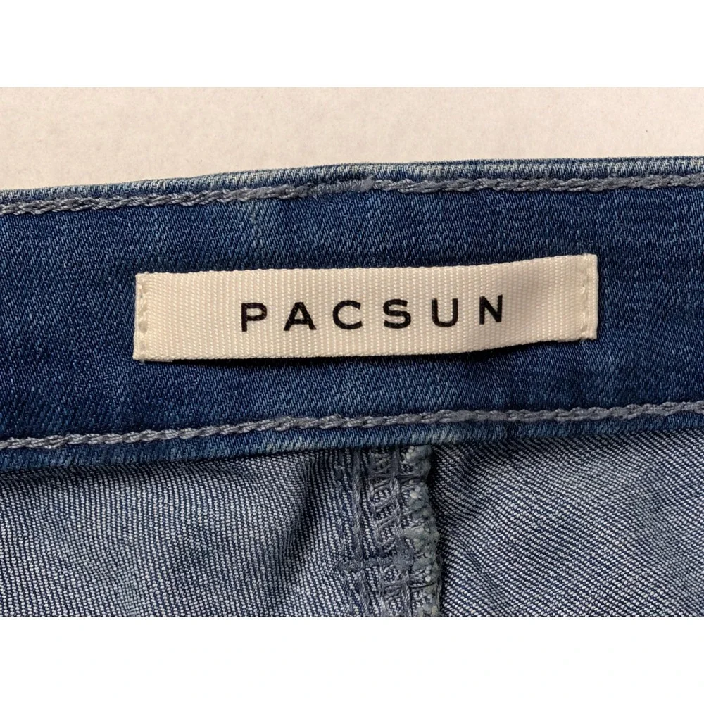 PacSun Mens Skinny Jeans 32 x 30 Paint Splatter Distressed Light Wash Blue